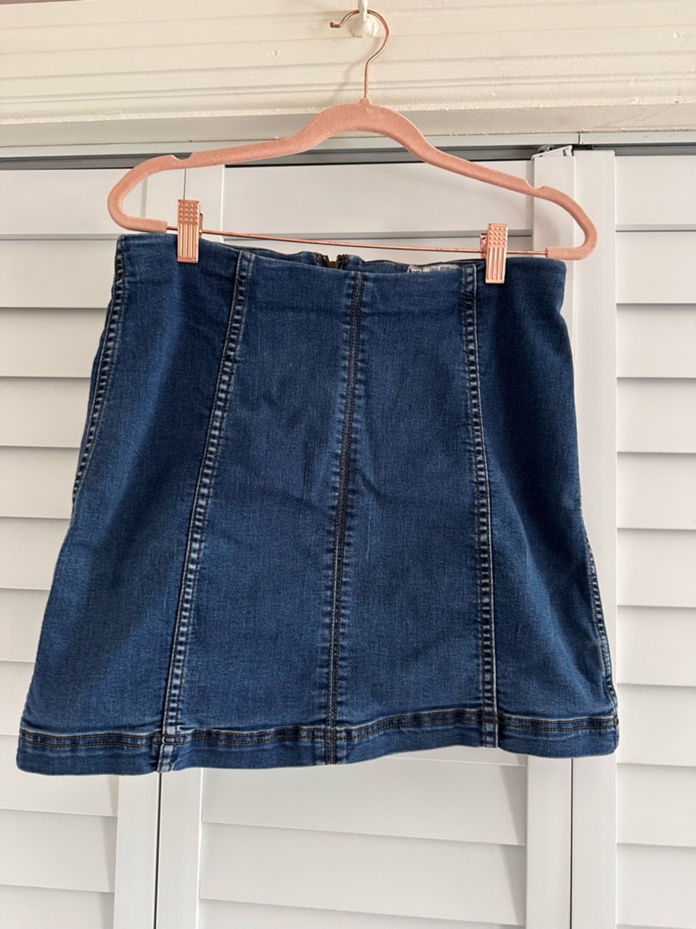 Free People Dark Indigo Paneled Denim Mini Skirt